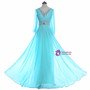 Sky Blue Beaded Long Sleeve Chiffon Mother of the Bride Dresses