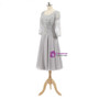 Gray Chiffon Appliques 3/4 Sleeve Knee Length Mother of The Bride Dress