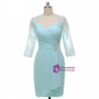 Mint Knee Length Modest Long Sleeve Mother Of The Bride Dresses With Jacket