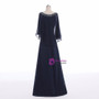 Navy A-line Beading Chiffon Long Blue Mother Of The Bride Dresses