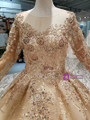 Ball Gown Long Sleeve Sequins Appliques Floor Length Wedding Dress