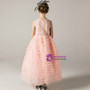 A-Line Pink Tulle Lace Appliques Sleeveless Long Flower Girl Dress