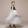 White Gray Tulle Asymmetrical Neck Ankle Length Girl Dress With Flower