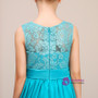 Simple Blue Lace Chiffon Sleeveless Ankle Length Flower Girl Dress