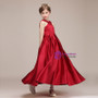 A-Line Red Halter Satin Sleeveless ankle Length Flower Girl Dress
