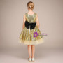 Gold Sequins Tulle Short Sleeveless Flower Girl Dress With Bow