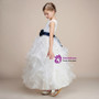 White Ball Gown Organza Ankle Length Flower Girl Dress With Sash