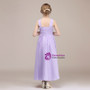 A-Line Purple Chiffon Halter Pleats Ankle Length Flower Girl Dress