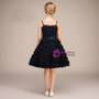 Navy Blue Spaghetti Straps Tulle Ruffle Short Flower Girl Dress