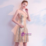 In Stock:Ship in 48 Hours Gold Sequins Backless Homecoming Dress