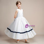 A-Line White Satin Lace Tea Length Flower Girl Dress