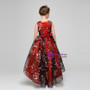 A-Line Red Black Tulle Appliques Sleeveless Flower Girl Dress