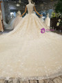 Champagne Ball Gown Strapless Sequins Tulle With Beading Wedding Dress