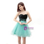 Blue Tulle Black Satin Sweetheart Neck Short Mini Homecoming Dress