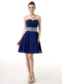 Blue Chiffon Sweetheart Neck With Crystal Homecoming Dress