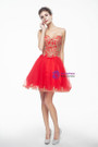 Red Tulle Sweetheart Neck Appliques Short Homecoming Dress