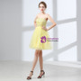 A-Line Yellow Tulle Sweetheart Neck Beading Homecoming Dress