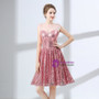 A-Line Pink Sequins Knee Length Sleeveless Homecoming Dress