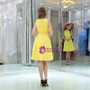 A-Line Yellow Chiffon Pleats Knee Length Homecoming Dress With Beading