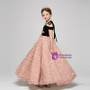 Pink Lace Black Velvet Spaghetti Straps Appliques Flower Girl Dress