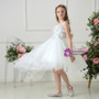 White Tulle One Shoulder Appliques Feather Flower Girl Dress