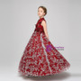 Red High Neck Tulle Sequins Appliques Flower Girl Dress