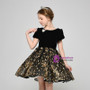 Black Sequins Velvet Short Sleeve Short Flower Girl Dress
