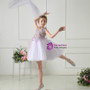 Light Purple V-neck Tulle Appliques Short Flower Girl Dress