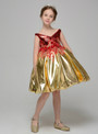 Gold Off The Shoulder Red Sequins Appliques Flower Girl Dress
