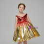 Gold Off The Shoulder Red Sequins Appliques Flower Girl Dress