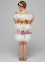Gold Sequins Sheath Short Sleeve Feather Mini Short Flower Girl Dress