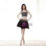 Champagne Two Piece Spaghetti Straps Homecoming Dress With Crystal