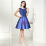 A-Line Blue Satin Lace Short Homecoming Dress With Sash