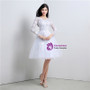 A-Line White Tulle Appliques Long Sleeve Homecoming Dress
