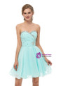 Light Blue Chiffon Sweetheart Neck With Crystal Homecoming Dress