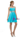 Blue Chiffon Spaghetti Straps Homecoming Dress With Crystal