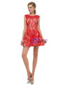 A-Line Red Lace Sleeveless Mini Homecoming Dress