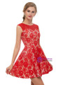 A-Line Red Lace Sleeveless Mini Homecoming Dress
