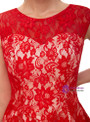 A-Line Red Lace Sleeveless Mini Homecoming Dress