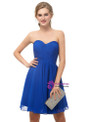 A-Line Blue Chiffon Sweetheart Neck Homecoming Dress With Pleats