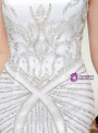 White Mermaid Tulle High Neck Backless Prom Dress With Beading