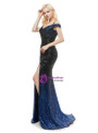 Blue Black Sequins Mermaid Spaghetti Straps Prom Dress With Side Split