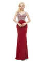 Red Mermaid V-neck Backless Floor Length Prom Dress With Crystal