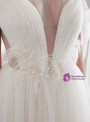 Simple Ivory Tulle Cold Shoulder Backless Fheather Wedding Dress