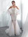 Ivory Tulle Mermaid Spaghetti Straps Wedding Dress With Beading