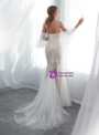 Ivory Tulle Mermaid Spaghetti Straps Wedding Dress With Beading