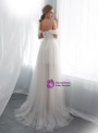 Beach Champagne Tulle Sweetheart Neck Backless Wedding Dress