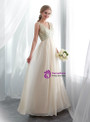 A-Line Champagne Chiffon Sequins V-neck Backless Prom Dress