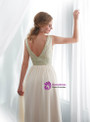A-Line Champagne Chiffon Sequins V-neck Backless Prom Dress