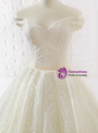 Light Champagne Tulle Off The Shoulder Train Wedding Dress